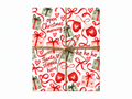 Santa mittens wrapping paper in original overhead non-kraft twine mockup