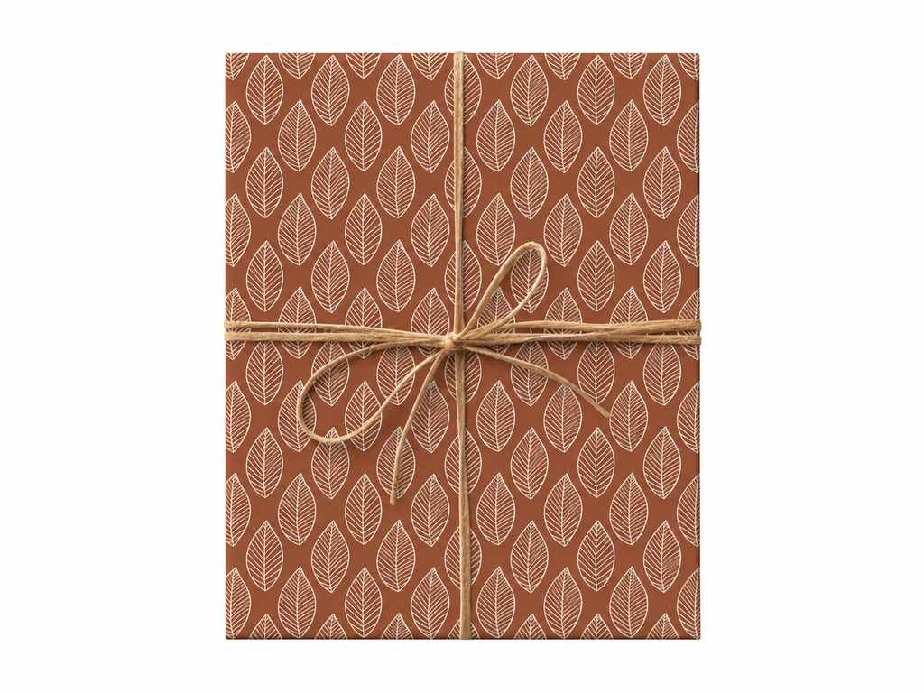 Boho Brown Leaf Abstract gift tied with twine