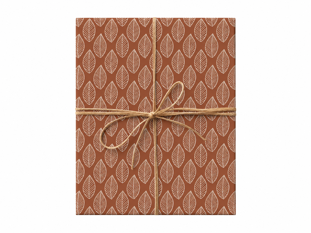 Boho Brown Leaf Abstract gift tied with twine
