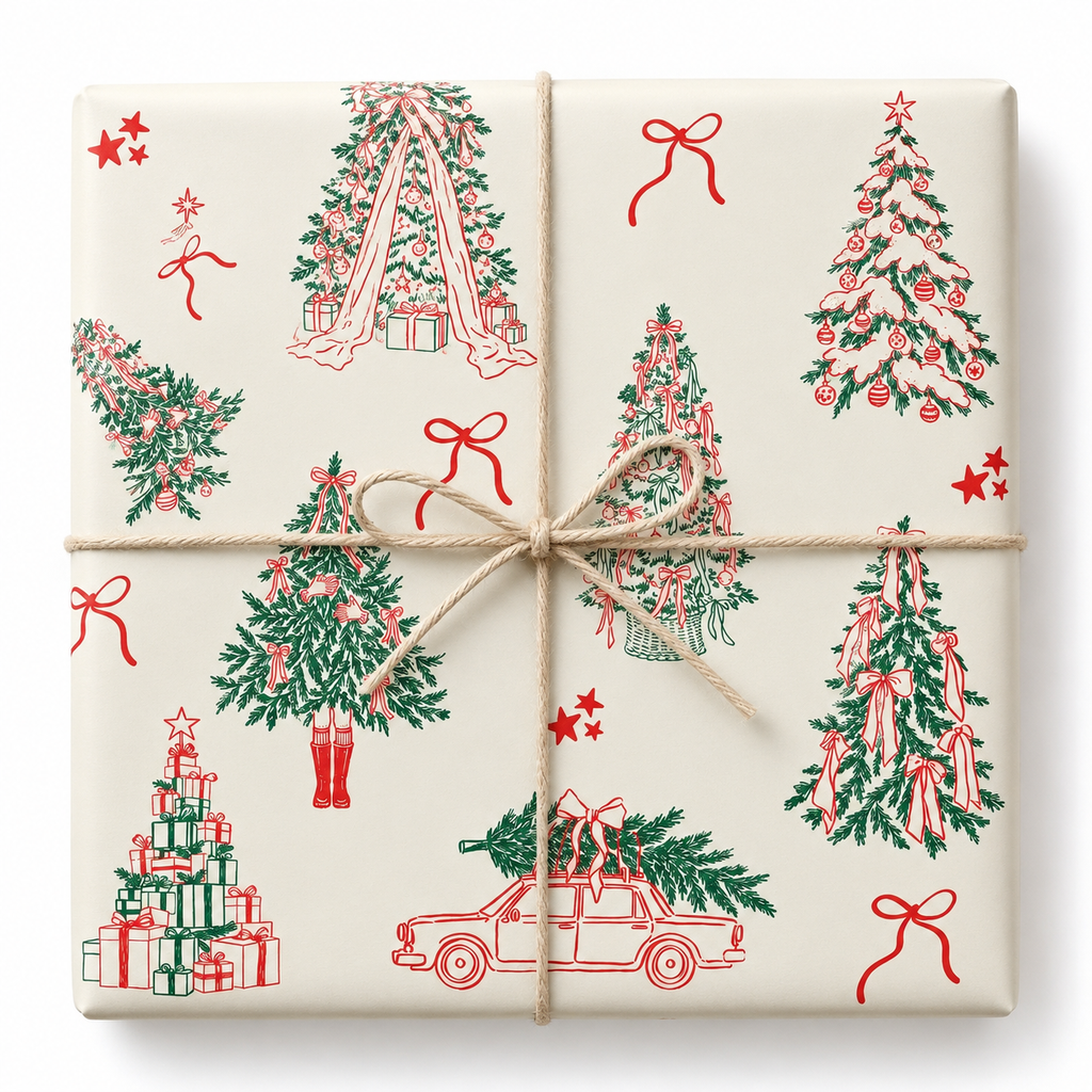Christmas Trees and Bows Gift Wrap