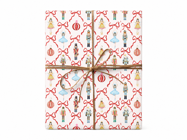 Vintage Nutcracker Christmas Wrapping Paper gift tied with twine