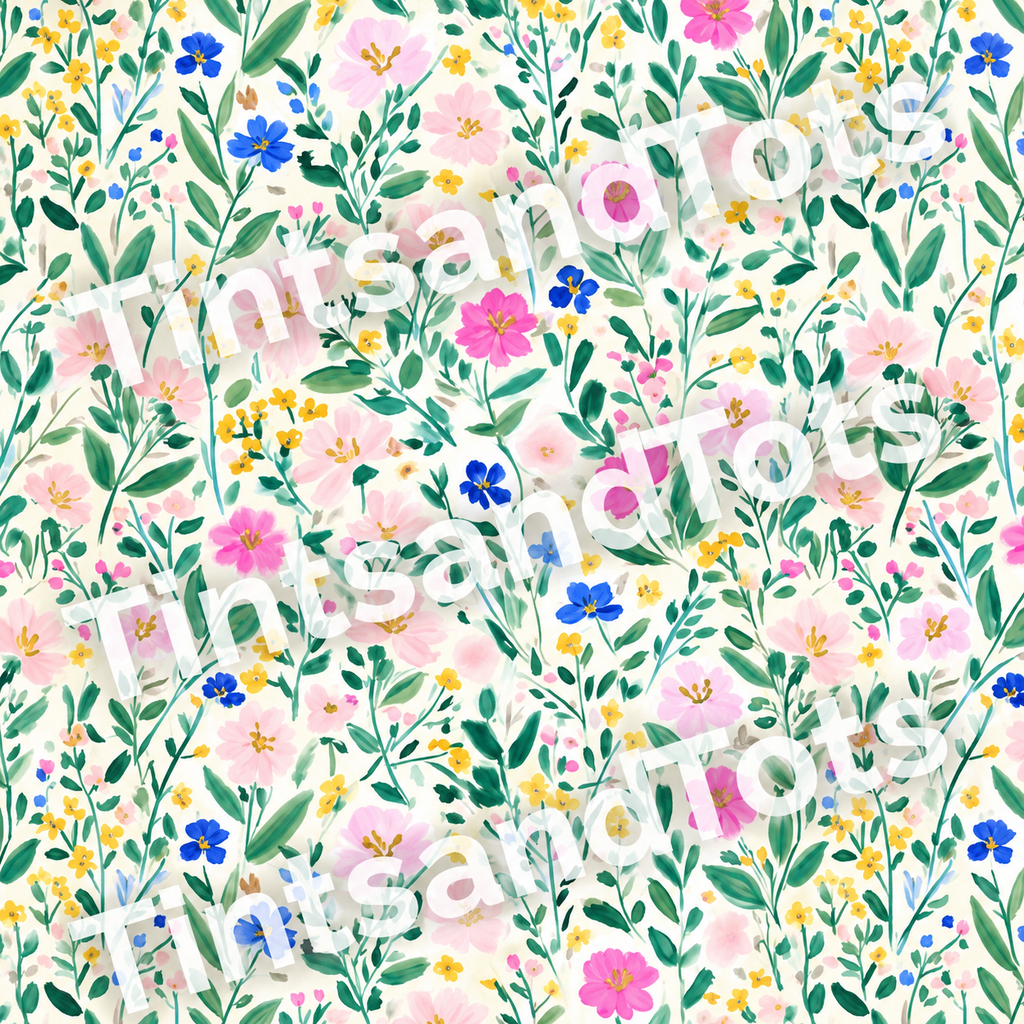 Bright Boho Pattern Wallpaper — zoomed-in design preview with translucent TintsandTots watermark