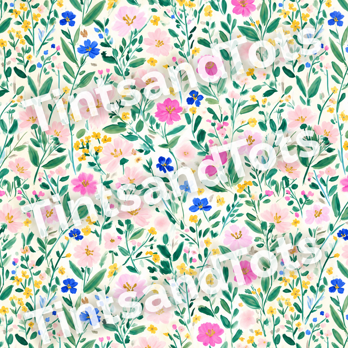 Bright Boho Pattern Wallpaper — zoomed-in design preview with translucent TintsandTots watermark