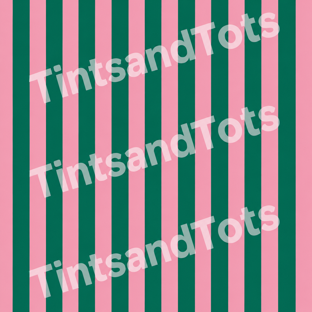 Dark Green and Pink Stripe Wallpaper — zoomed-in design preview with translucent TintsandTots watermark