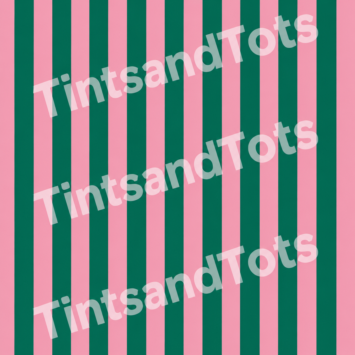 Dark Green and Pink Stripe Wallpaper — zoomed-in design preview with translucent TintsandTots watermark