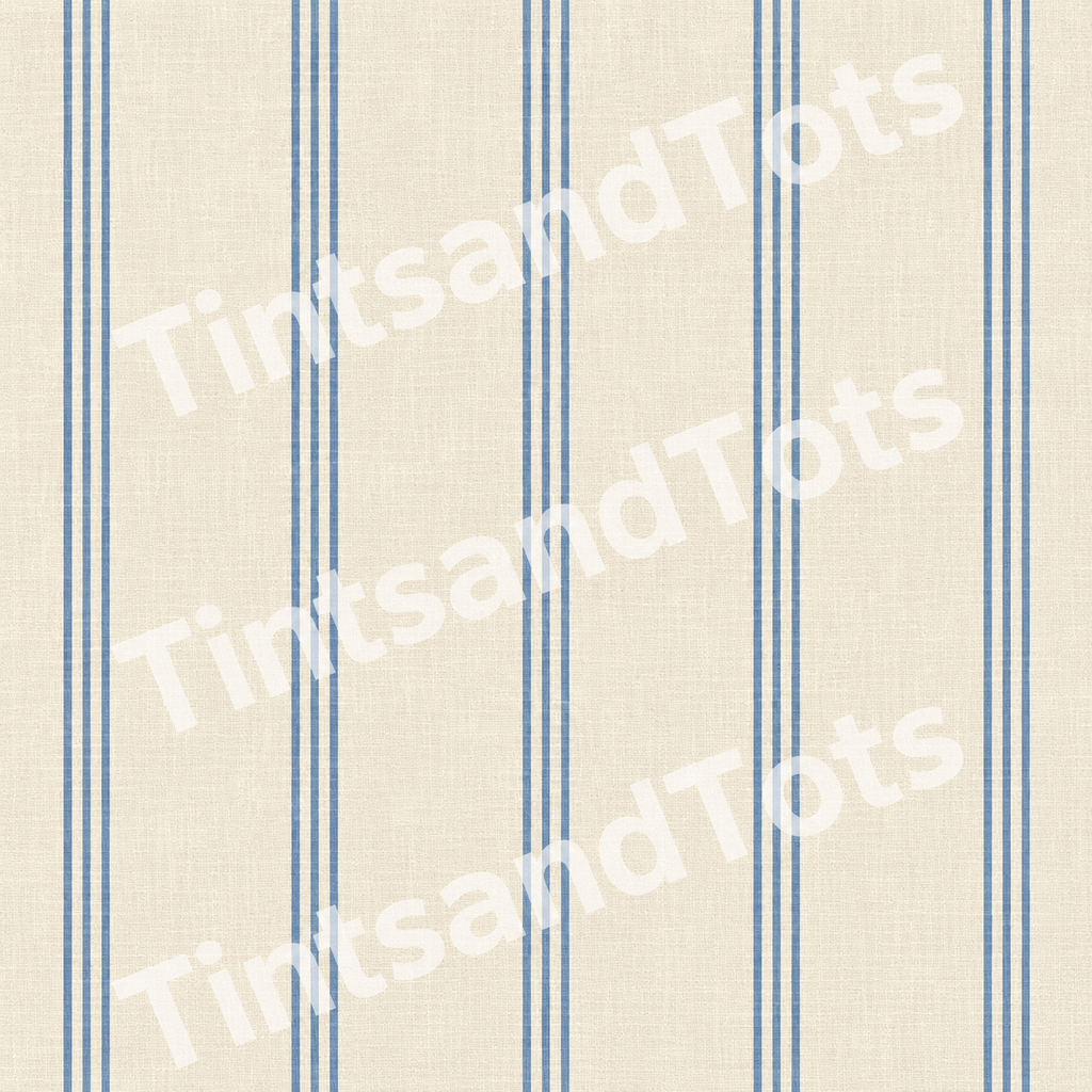 Blue Linen Pinstripe Wallpaper — zoomed-in design preview with translucent TintsandTots watermark