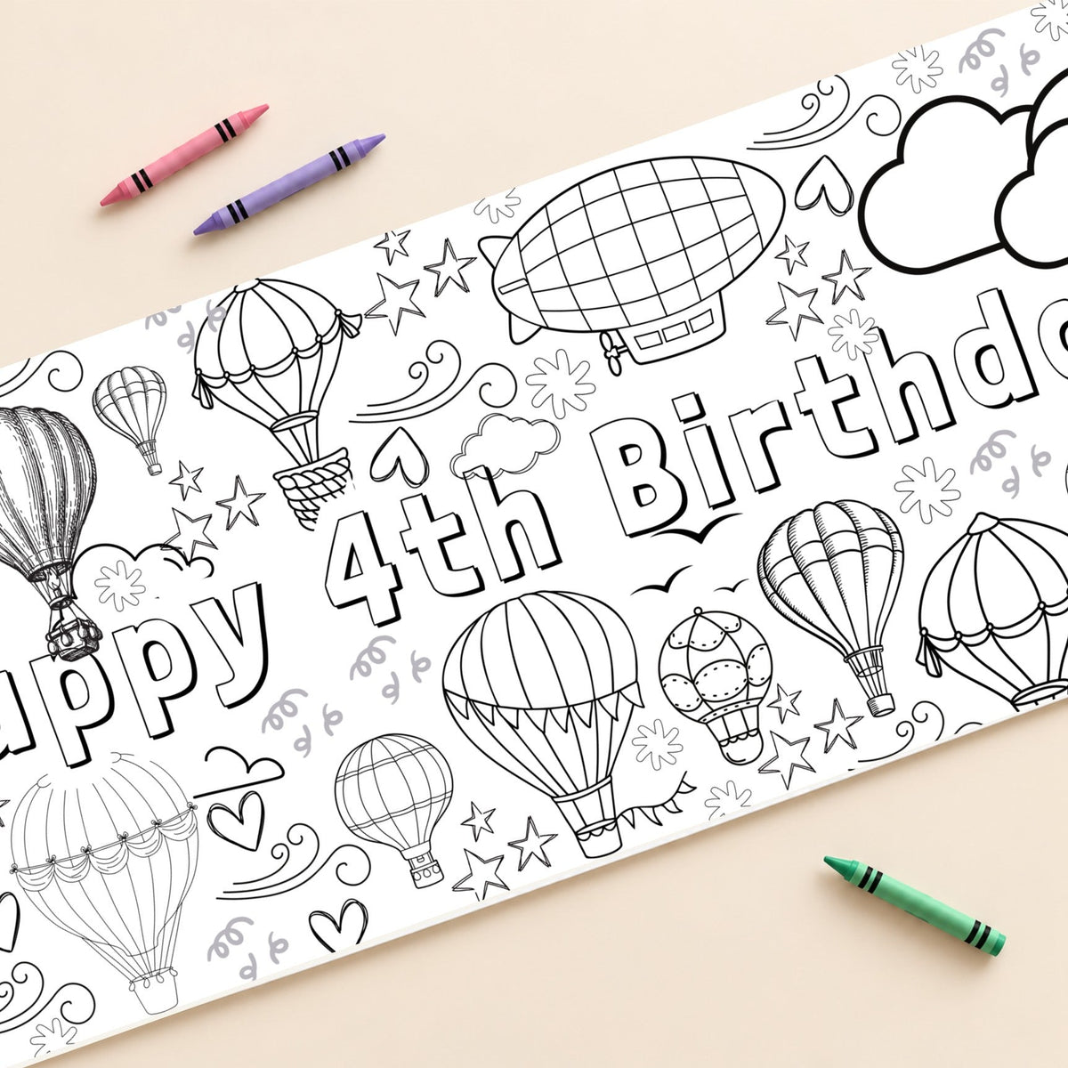 Hot Air Balloon coloring banner cover