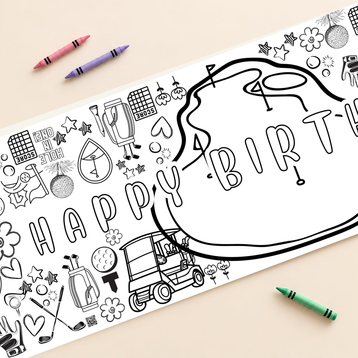 Golf coloring banner mockup