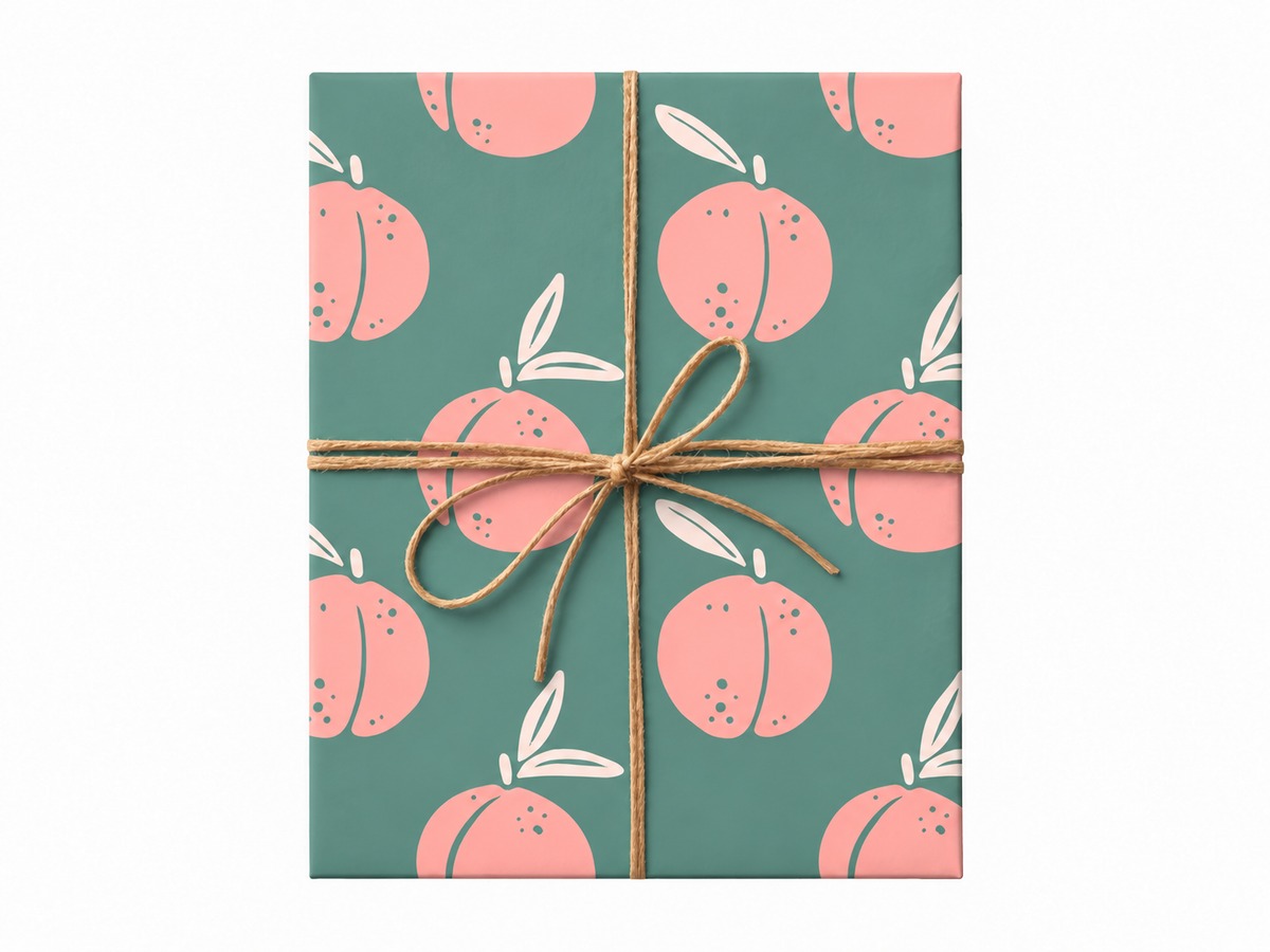 peach sage wrapping paper gift tied with twine