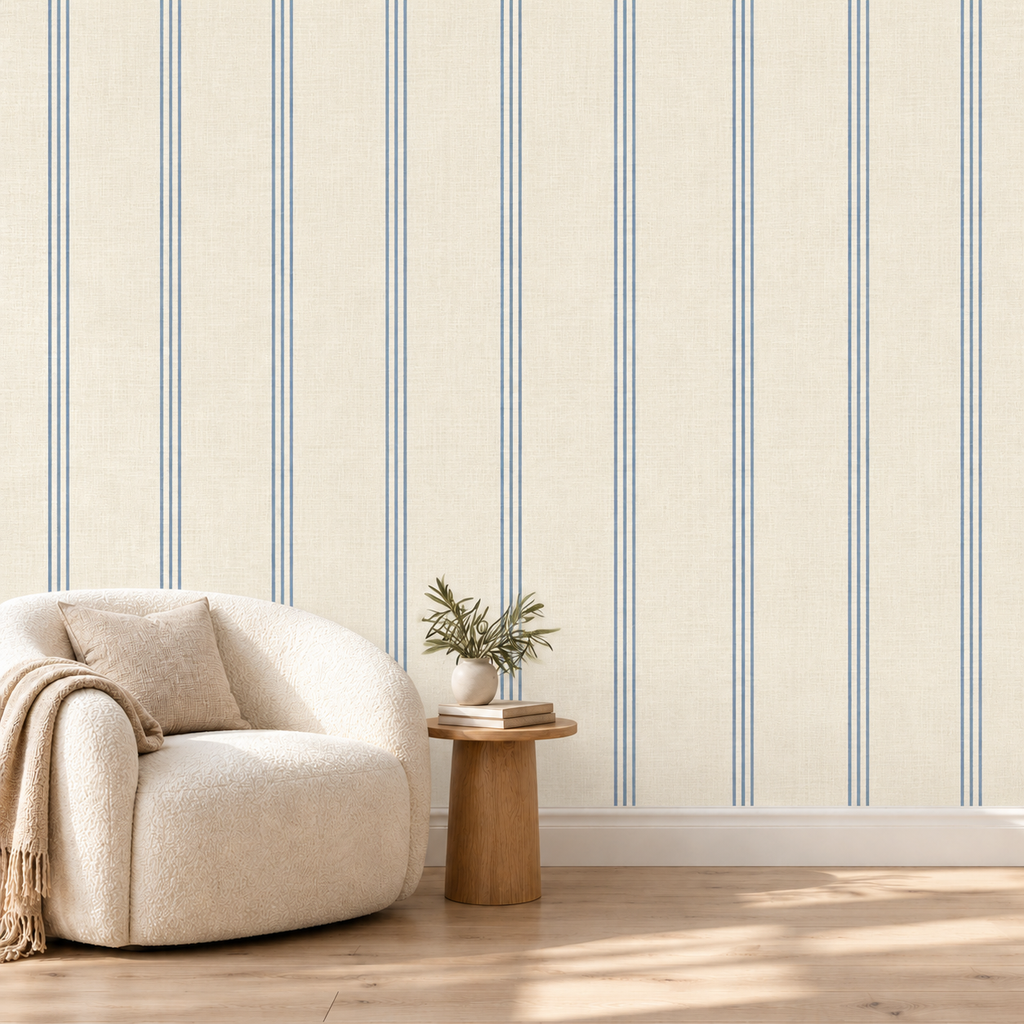 Stripe wallpaper in the standard cream-chair catalog mockup