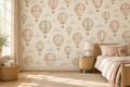 Storybook hot air balloon wallpaper kids bedroom lifestyle mockup