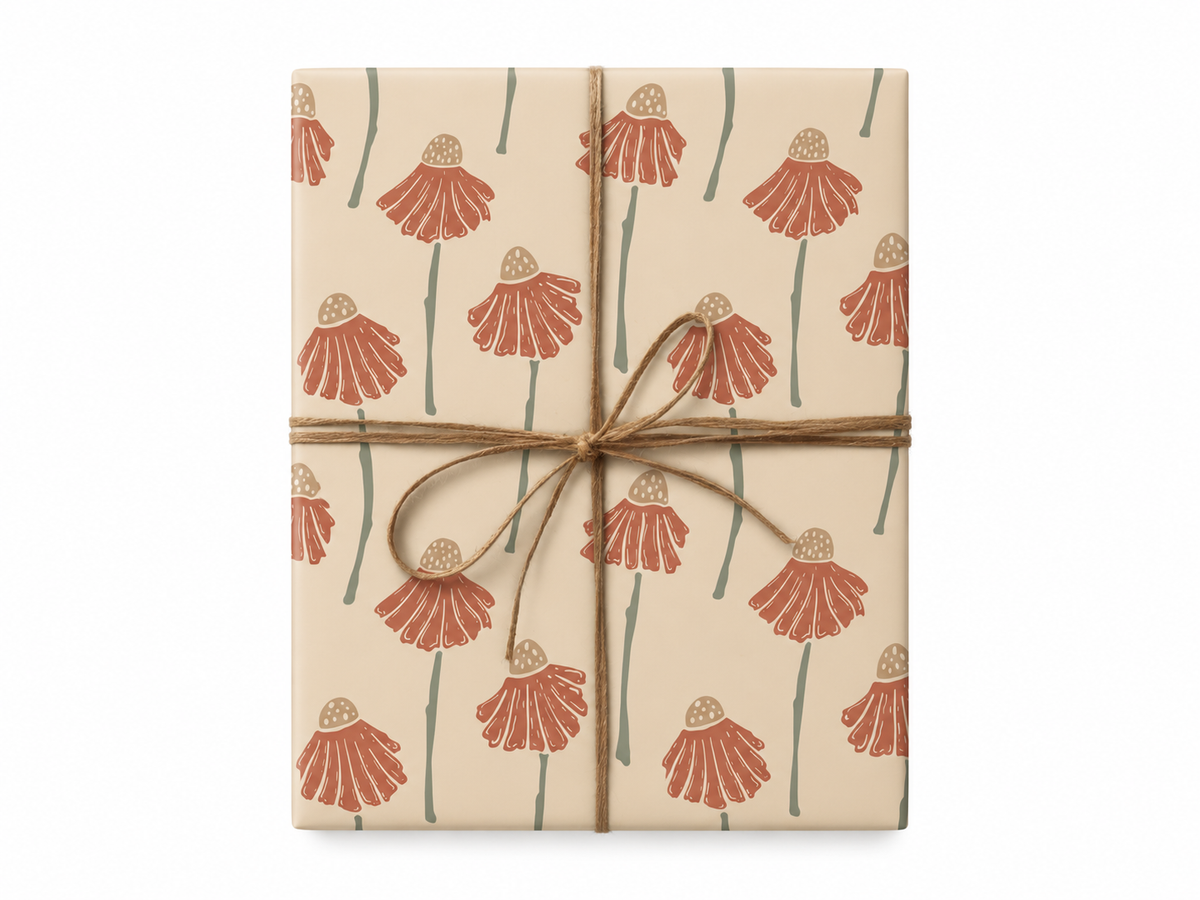 Chamomile Floral Gift Wrap gift tied with twine