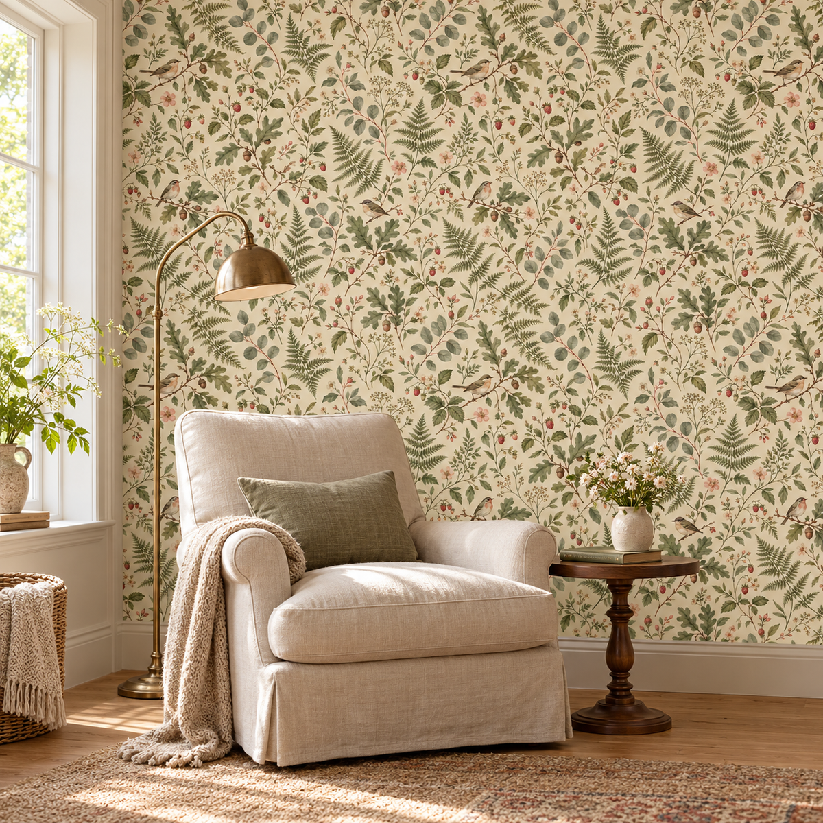 Woodland Fern and Birds reading nook